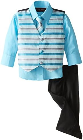 Milano Couture Baby Boys' Four Piece Horizontal Striped Vest Set