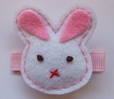 Felt Easter Hair Clip (1 1/4" snap clip for infants & babies, White Easter Bunny)