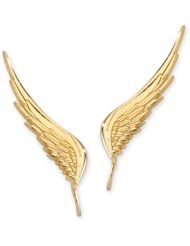 The Ear Pin Gold Over Sterling Silver Whispering Angel Wings Earrings