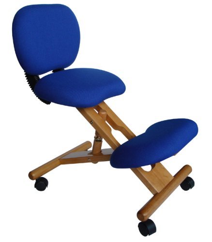 Wooden Ergonomic Kneeling Posture Chair w Recliner Back