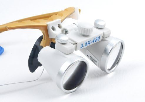 DENEST 3.5x 420mm Dental Surgical Binocular Loupes with LED Dental Head Light Lamp and dental headlight