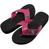 MLB Seattle Mariners Ladies Sequin Wedge Flip Flops - Pink (7/8) Amazon.com