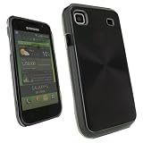 igadgitz Hartschalentasche Hardcase Tasche Schutzhülle Etui Case Hülle Tasche Sleeve in Metalic Schwartz Irisierend Schilernd Spiral für Samsung Galaxy S i9000 Android Smartphone Handy + Display Schutzfolie