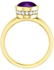 14K Yellow Gold 10.00x8.00mm Oval Cut Amethyst and Diamond Ring -- LIFETIME WARRANTY