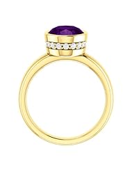 18K Yellow Gold 10.00x8.00mm Oval Cut Chatham Created Alexandrite and Diamond Ring -- LIFETIME WARRANTY