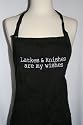 Black Embroidered Apron "Latkes and Knishes are my wishes"