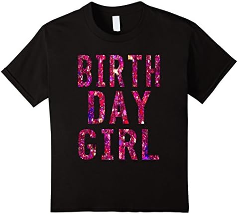 Kids Birthday Girl T-Shirt Pink Glitter Fun Birthday Shirt 6 Black
