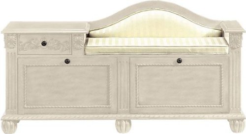 Heirloom Chelsea Tilt - out Shoe Storage Bench, IVORY SATN STRP, IVORY