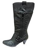 s.Oliver Damen Stiefel schwarz Nappa imitat trend deko Reisverschluß