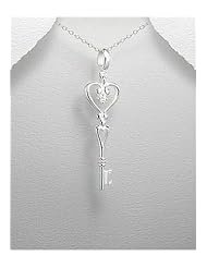 Key CZ Pendant Necklace In Sterling Silver