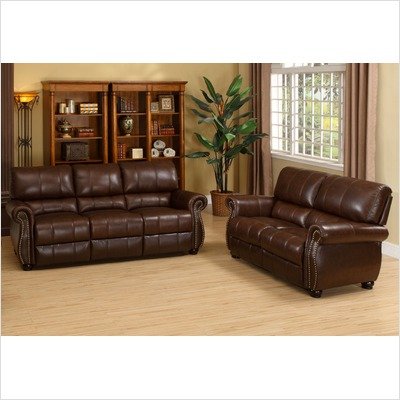 Buy Low Price Abbyson Living Ashley Series Italian Leather 2PC Sofa and Loveseat Set (CH1955BRG32)