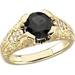 14K Yellow Gold Onyx and Diamond Ring