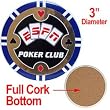 Set of 3 ESPNR Poker Club Ceramic Coaster - Blue - Casino Supplies > ESPN Poker Club Products