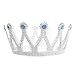 Royal Silver Queen Crown with Blue Jewels ~ Halloween Queen Costume Accessories (STC12035-BL)