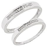 1/20 CT. T.W. Round Cut Diamond His And Hers Wedding Rings 14K White Gold - Size 7