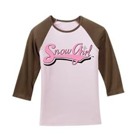 Snowgirl - Tee - 3 4 Sleeve - Pink Signature Logo (skidoo, polaris, yamaha, arctic cat) by SnowGirl