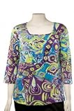 Plus Abstract Print 3/4 Length Top