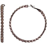 Big Chocolate Brown Hoop Earrings with Topaz Genuine Austrian Crystals
