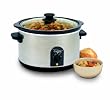 West Bend 85156 6-Quart Round Crockery Cooker, Stainless Steel/Black
