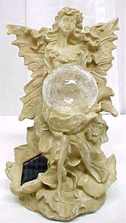 Angel W/ Crackled Glass Ball Solar Light Statue Garden