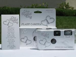 10 Pack Happy Hearts Wedding Party Disposable Cameras with Gift Box and Matching Tents, 27 Exp.
