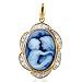 14K Yellow Gold Diamonds Mother Holding Child Cameo Pendant