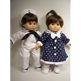 Bitty Twins Clothes - MATCHING GIRL & BOY Sailor Set - fits 15" Bitty Baby & Bitty Twin Dolls
