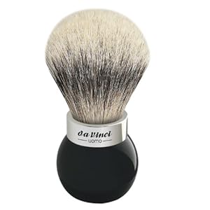 Da Vinci Series 290 Uomo Shaving Brush Silvertip Badger Hair Globe Handle with Shower Holder, 25 Mm, 414.7 Gram