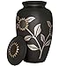 Sunflower Funeral Cremation Urn for Human Ashes by Liliane - Brass - Suitable for Cemetery Burial or Niche - Large for Remains of Adults up to 200 lbs - Miraflores Black and Gold Rose