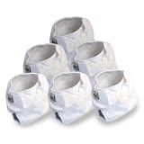 Real Nappies 6-Pack of Snug Wrap Nappy Covers, White, Newborn Size, for babies up to 12 weeks, 2.5 - 6 kg'