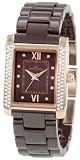 AK Anne Klein Women's 10/9922RGBN Swarovski Crystal Accented Rosegold-Tone Chocolate Ceramic Bracelet Watch