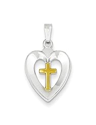 Sterling Silver & Vermeil Cross in Heart Charm