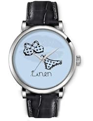 SPRAWL Aanalog Fashion Series Silver Ladies Watches of Genuine Black Leather Strap,Unique Wrist Watch for Women Girls Designed with Lingerie