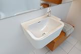 Design Waschbecken / Waschtische für modernes Bad / WC / Badezimmer, Waschtisch auch für Waschplatz geeignet, Spülbecken aus Porzellan, Handwaschbecken in Farbe: weiß, Modell: WBP3