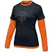 San Francisco Giants T Shirt : Nike San Francisco Giants Ladies Black-Orange Double Layer Team Logo Long Sleeve T Shirt