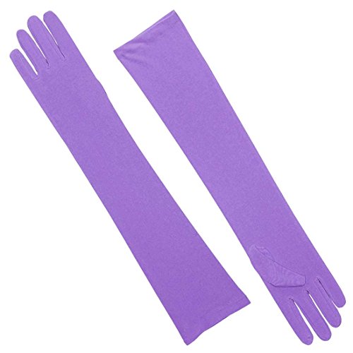 Long Purple Satin Gloves - Adult Std.