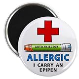 ALLERGY ALERT I Carry an EPIPEN Green Medical Alert 2.25 inch Fridge Magnet