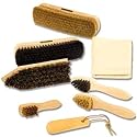 Shoe Shine Set, 6 brushes, 1 dirt br., 2 pol. br., 2 appl. br., 1 cloth, 1 suede br., 1 shoe horn, Dimensions: l 24 x w 20 x h 6 cm