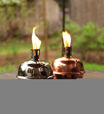 2 Assorted Copper & Nickel Tabletop Patio Torches