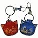 A Pair Lovely Key Chain/bag Charm, A Kitty Face Design, Handmade Leather Craft.