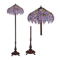 Tiffany floor lamp 2 light purple wisteria design bronze finished base