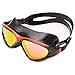 HiCool Pro Swim Goggle Mask with Anti-Fog and UV Protection Mirrored lenses for Adult Man and Woman (Black/Red)