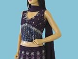 INDIGO LEHNGA SHARARA DESIGNER CHOLI PARTY WEAR DRESS M