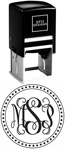 Polka Dot Monogram Custom Personalized Self Inking Return Address Stamp - Great Wedding, Housewarming, or Teacher Client Gift