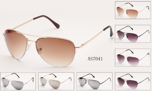 Metal Classic Spring Temple Hinge Half Frame Aviator Sunglasses