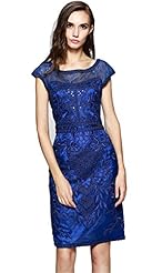 Cocktail Embroidered Sheer Evening Dress/Homecoming Dress/Party Dress/Wedding Dress 