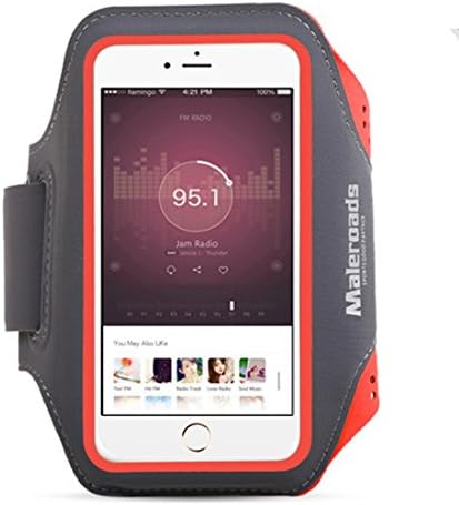 Maleroads Armband for iPhone 6/ 6S Plus Fit for 5.5-Inch Phones Water Resistant Portable with Key Holder Sports Armband (Orange5.5")