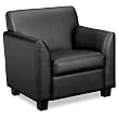 Basyx : Tailored Black Leather Club Chair, Wood Legs, 33 x 28-3/4 x 32 -:- Sold as 2 Packs of - 1 - / - Total of 2 Each