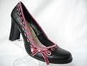 Rockabilly Black Shoes Pink Pumps Ribbons Heels