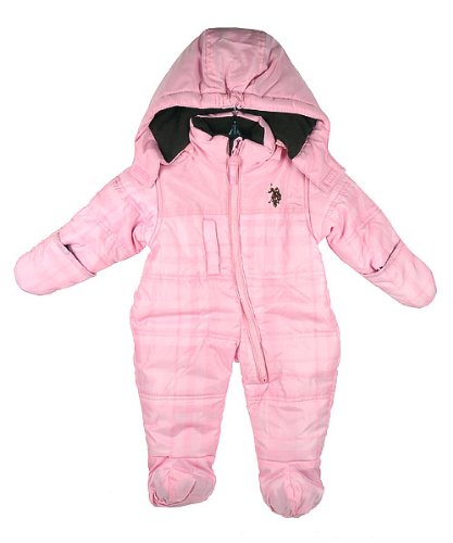 U.S. Polo Assn. Girls 1-Piece Snorkel Snowsuit (Sizes 3M - 9M)